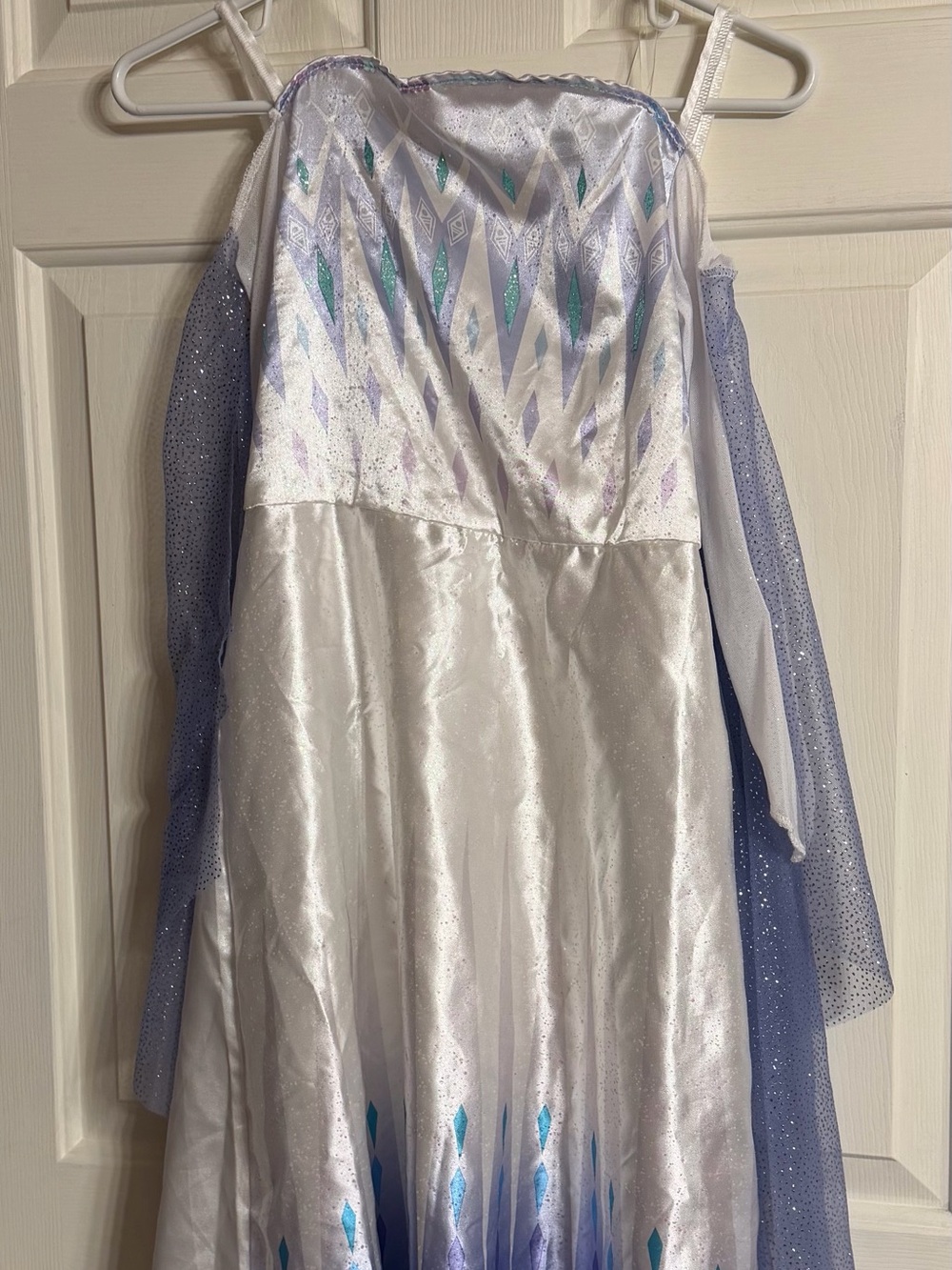 White & Light Blue Sparkle Princess Costume Dress for Kids size M7/8 Elsa Frozen - Picture 1 of 4